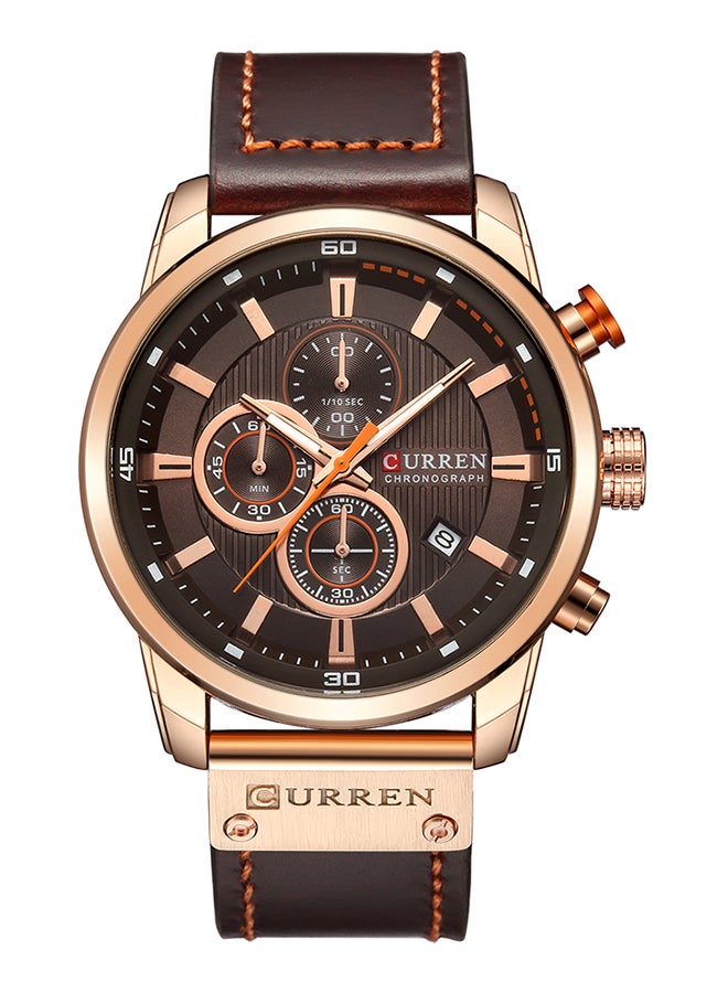 كارين ساعة يد كرونوغراف مقاومة للماء طراز 8291-04 - قياس 47 مم - لون بني للرجال - Image 1