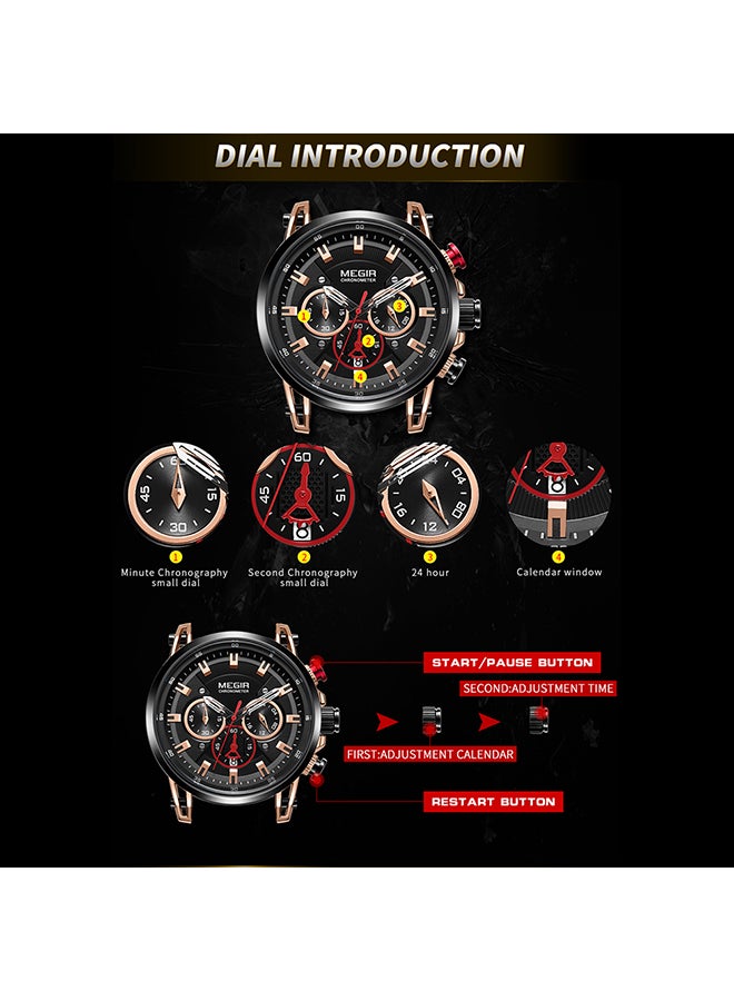 MEGIR men Leather Band Chronograph Wrist Watch - Image 5