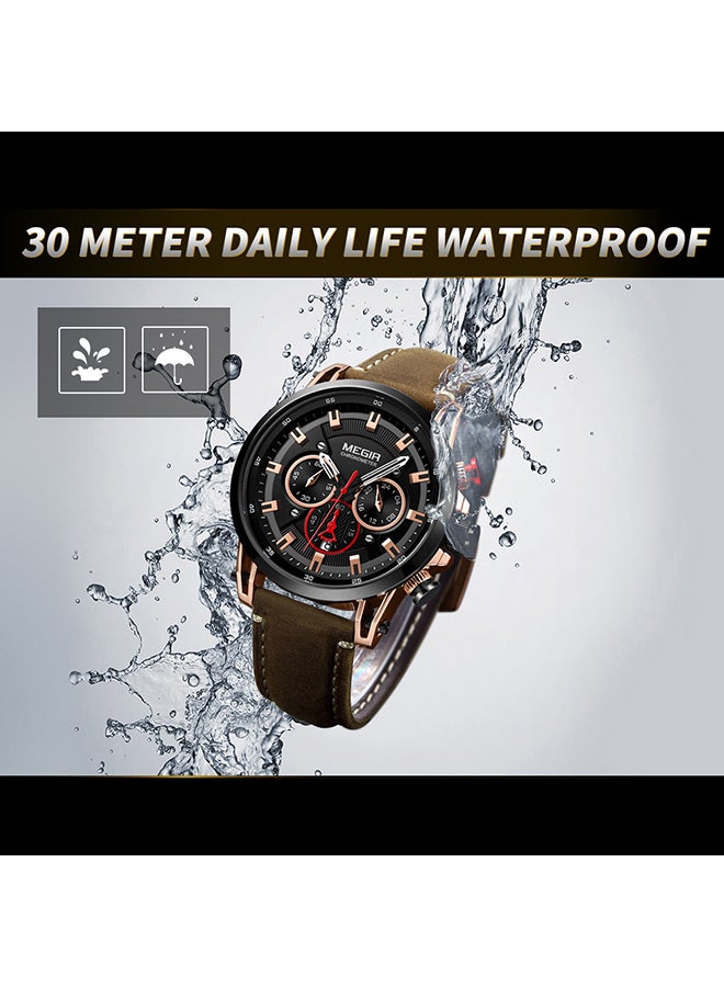 MEGIR men Leather Band Chronograph Wrist Watch - Image 2