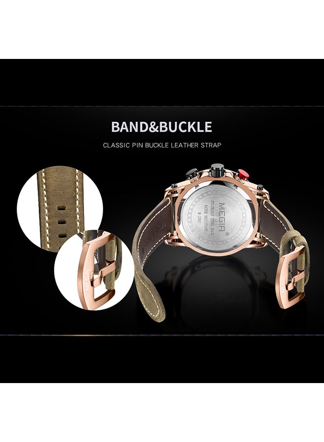 MEGIR men Leather Band Chronograph Wrist Watch - Image 3