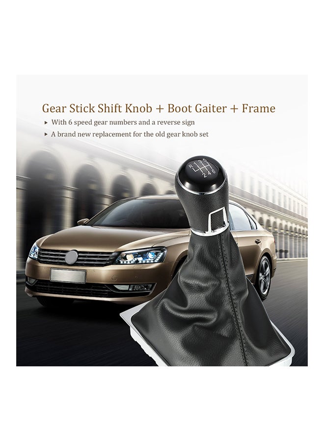 6 Speed Gear Shift Knob Leather Boot for VW Passat B7
