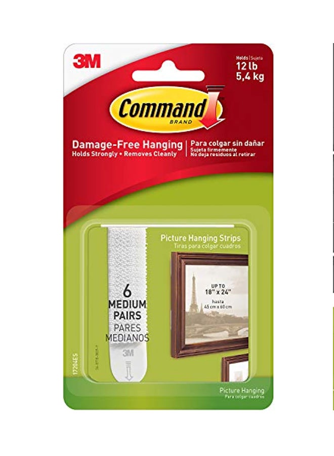 Command 12-Piece Medium Picture-Hanging Strip Set White 1x4x7inch - Image 1