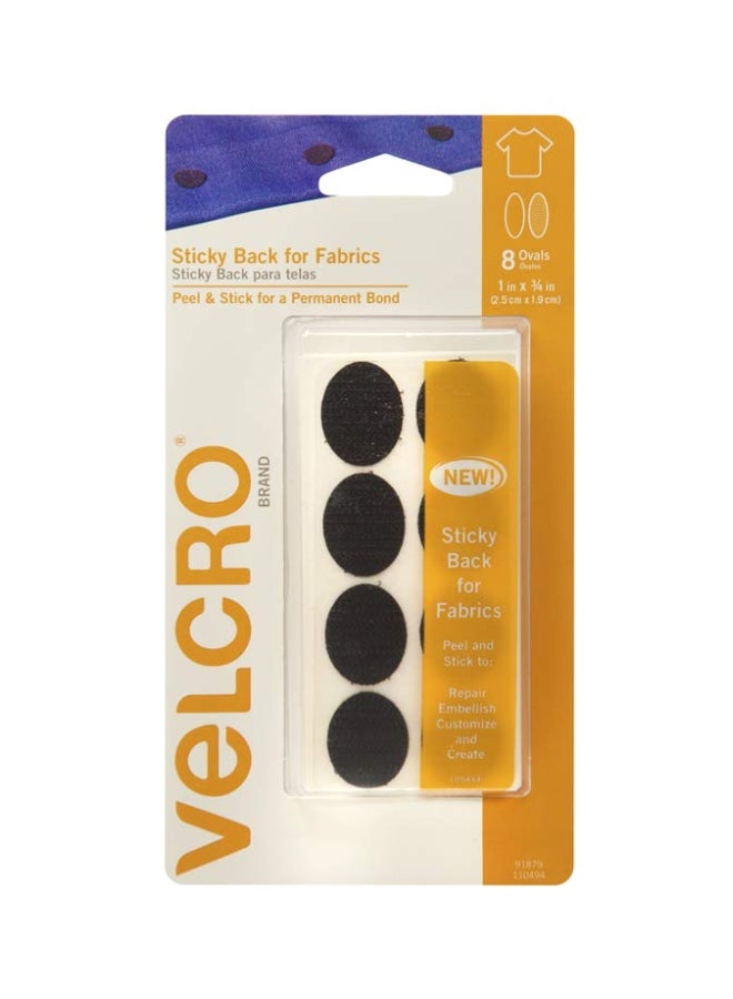 VELCRO Brand 8-Piece Sticky Back For Fabrics Black 1x0.75inch - Image 1