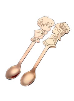 Bluelans Pair Of Boy And Girl Stainless Steel Spoon Rose Gold 