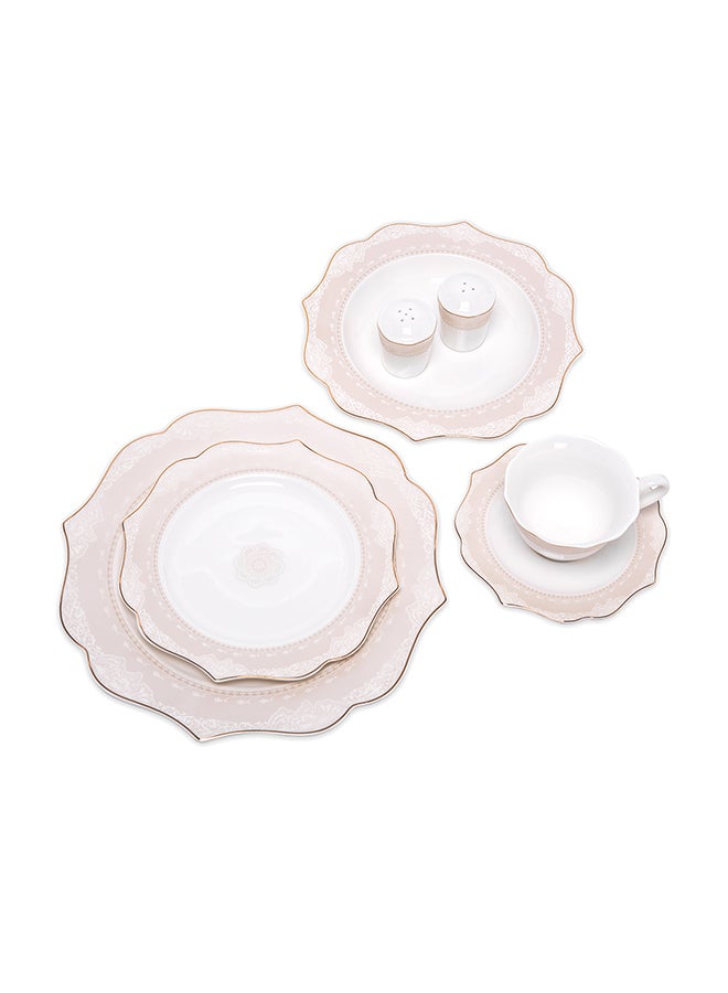 لا ميسا طقم أدوات مائدة مصنوعة من الخزف مكون من 32 قطعة أبيض/ذهبي - Image 2