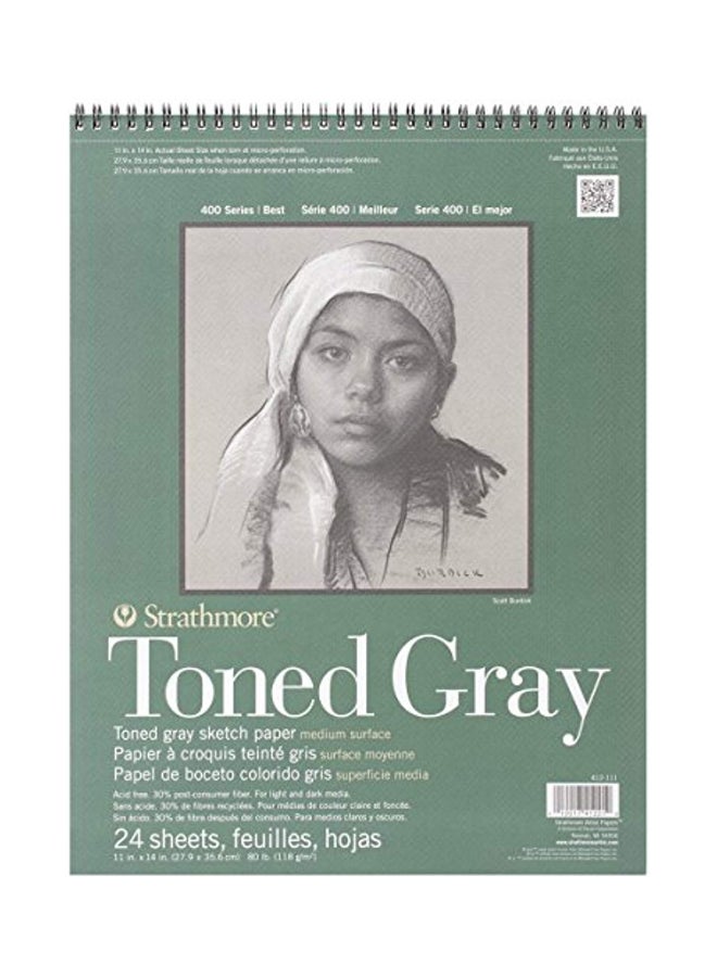 Strathmore 24-Sheet Toned Grey Sketch Pad Green/Grey - Image 1