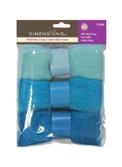 3-Piece Wool Roving For Needle Felting Blue
