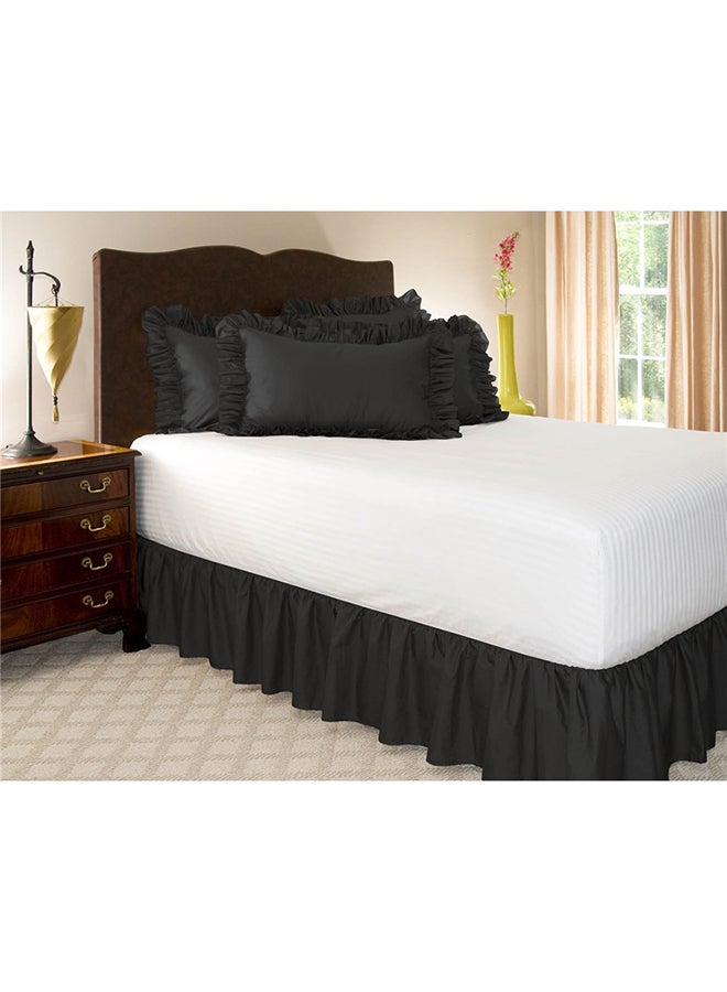 Generic - Wrap Around Queen Dust Ruffle Bed Skirt Polyester Black - Image 1