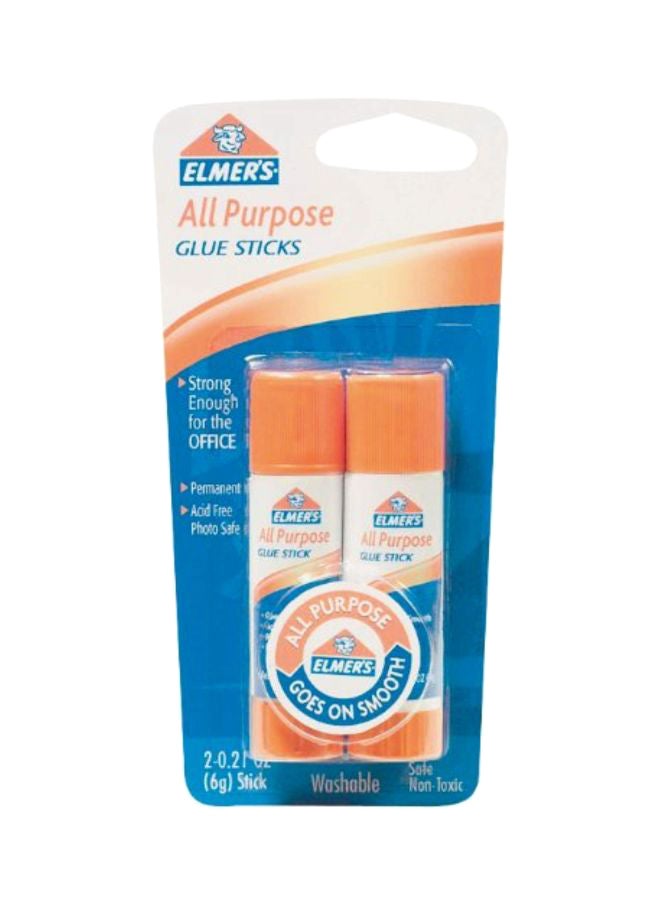 إلمرز طقم أقلام صمغ لجميع الأغراض من قطعتين أبيض