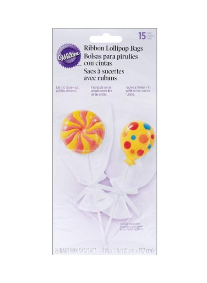 ويلتون مجموعة أكياس بطبعة مصاصات مكونة من 15 قطعة شفاف