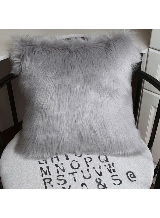 Faux Fur Throw Pillow Case Without Pillow Inner Grey 20x20cm - Image 1