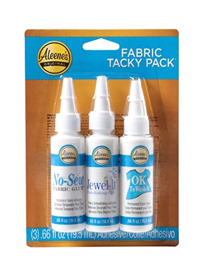 Aleene's 3-Pack Fabric Tacky Pack White/Blue 