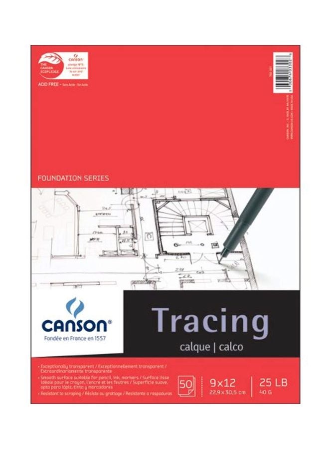 CANSON - 50-Sheet Tracing Paper Pad White - Image 1