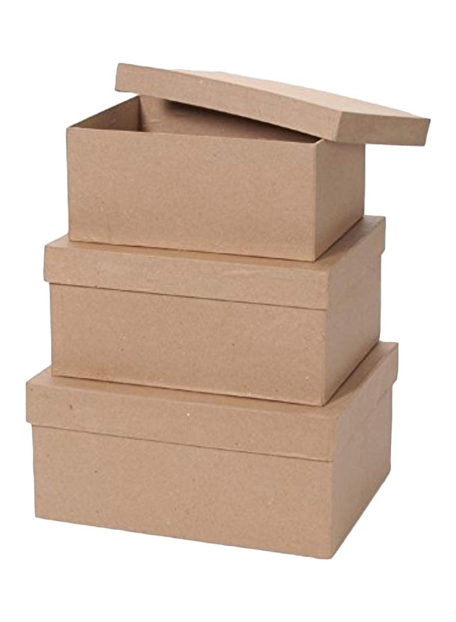 داريس طقم صناديق من الورق المعجون مكون من 3 قطع بيج