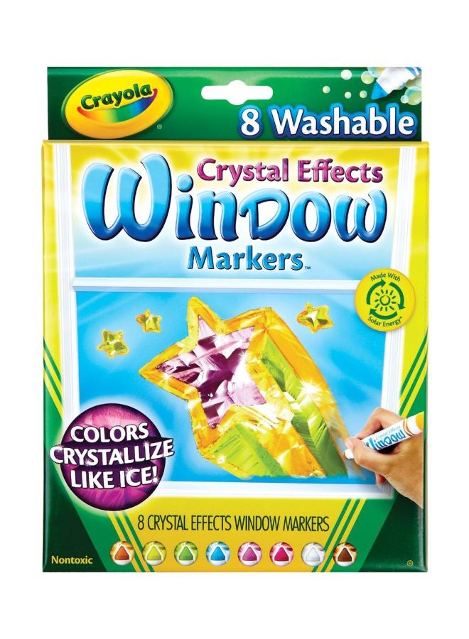 Crayola - 8-Piece Crystal Effects Window Markers Pink/Green/Yellow - Image 1