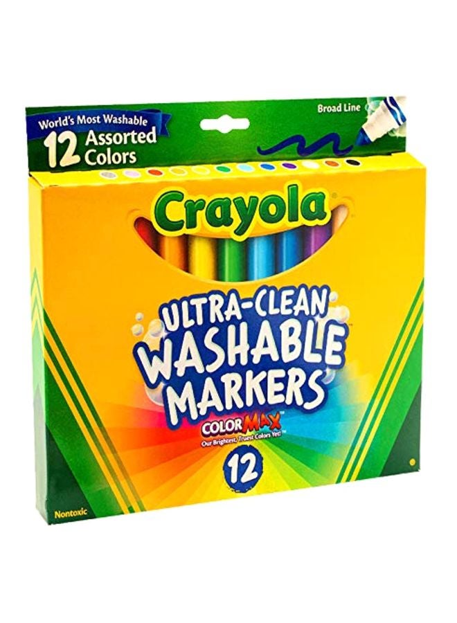 Crayola 12-Piece Ultra-Clean Washable Markers Red/Orange/Yellow  - Image 1
