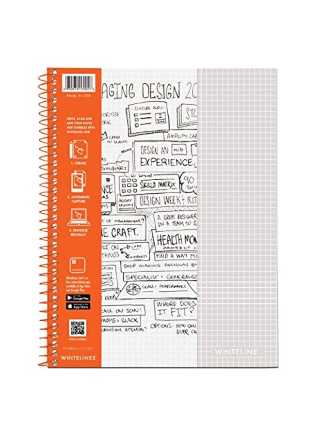WhiteLines - 70-Sheet Graph Paper Notebook White - Image 1