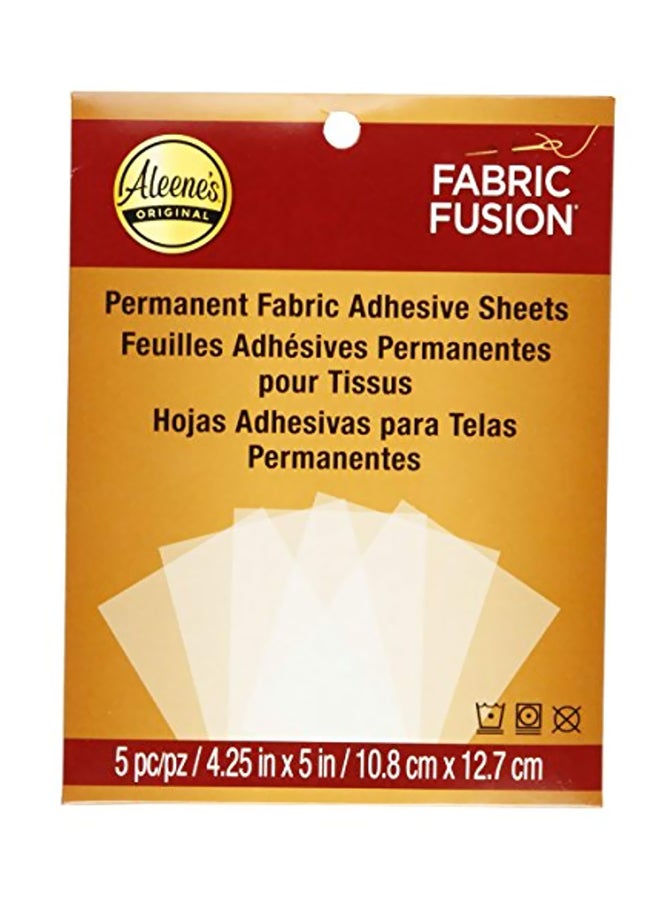 Aleene's 5-Piece Permanent Fabric Adhesive Sheets White 