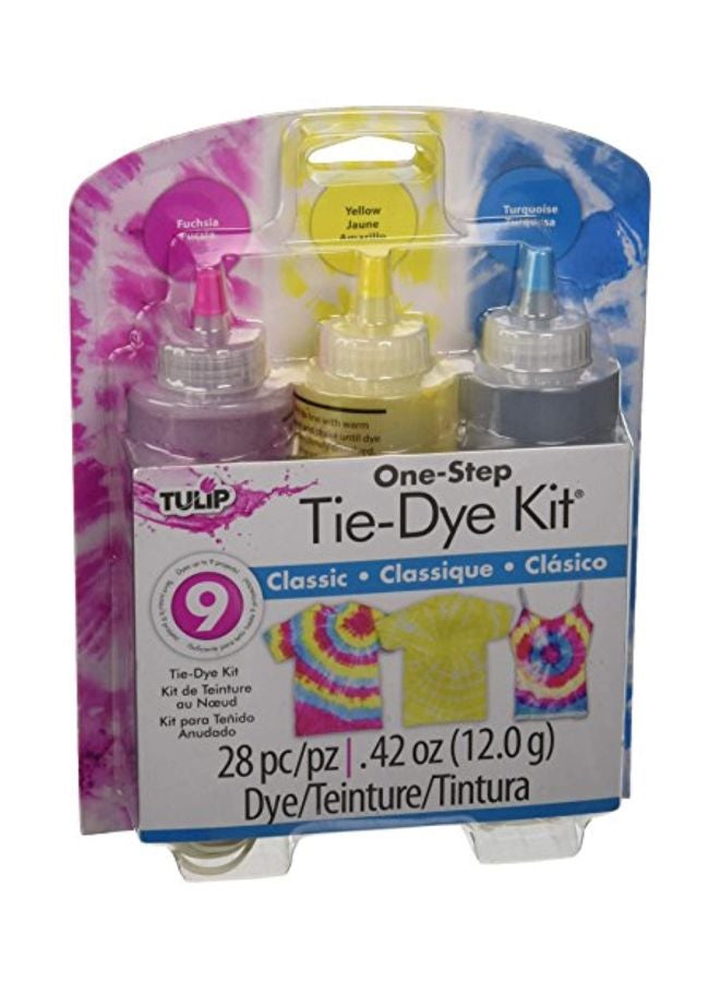 توليب مجموعة تاي داي كيت من 28 قطعة فوشيا/ أصفر/ فيروزي