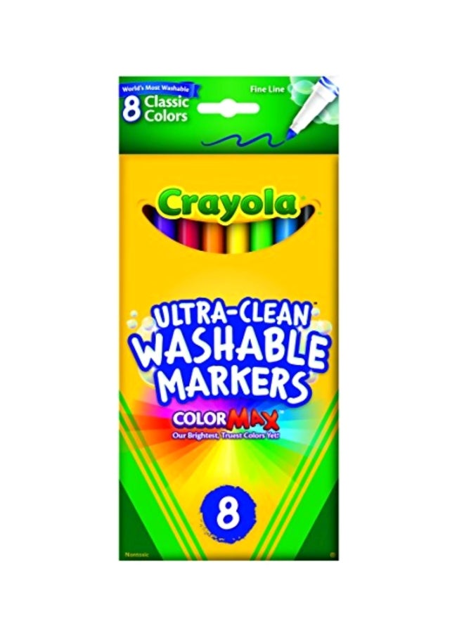Crayola 8-Piece Ultra-Clean Fine Line Washable Markers Red/Orange/Green  - Image 1