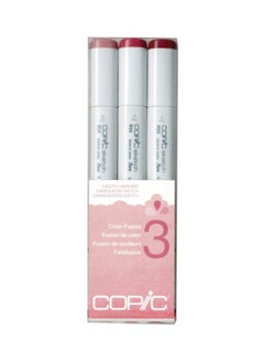 3-Piece Sketch Color Fusion Permanent Marker White/Red