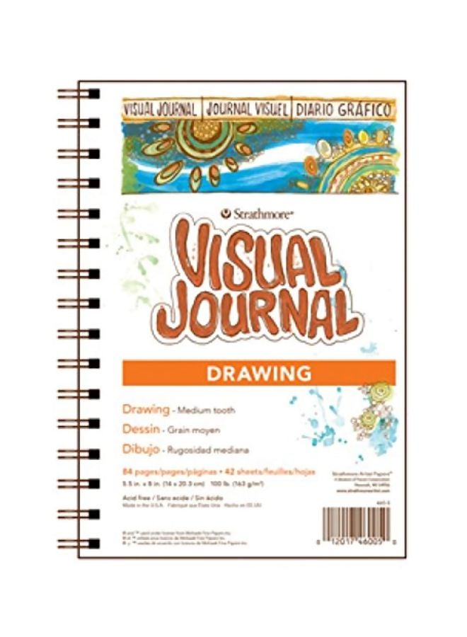 Strathmore 42-Sheet Wire Bounded Visual Drawing Journal Orange/Blue/Green - Image 1