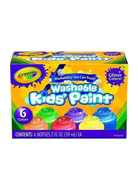 6-Piece Washable Glitter Paint Set Multicolour