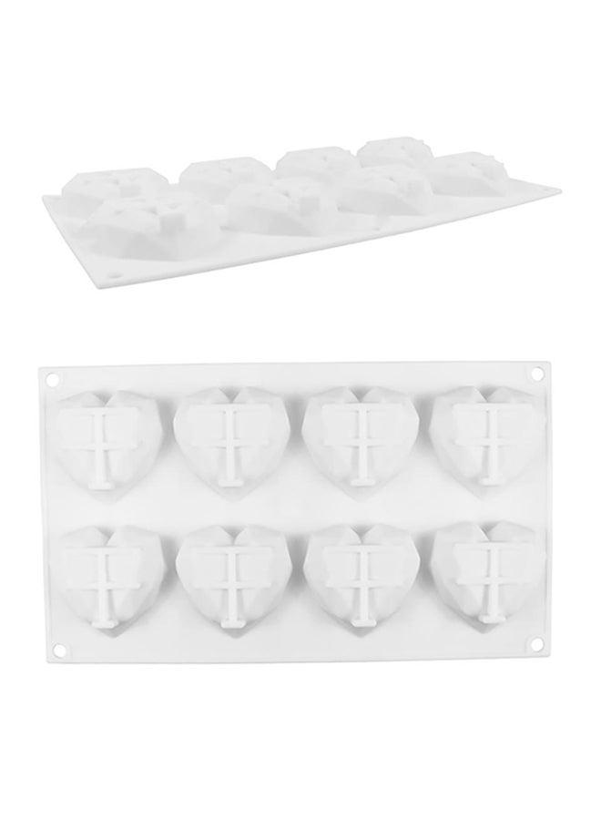 Bluelans 8 Cavity Diamond Heart Shape Baking Mold White 29.6 x 17.3 x 2.2 (Approx.)cm  - Image 2