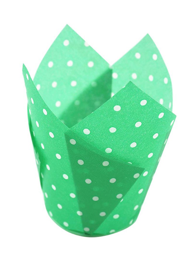 Bluelans 50-Piece High Temperature Resistant Paper Cup Case Green/White 