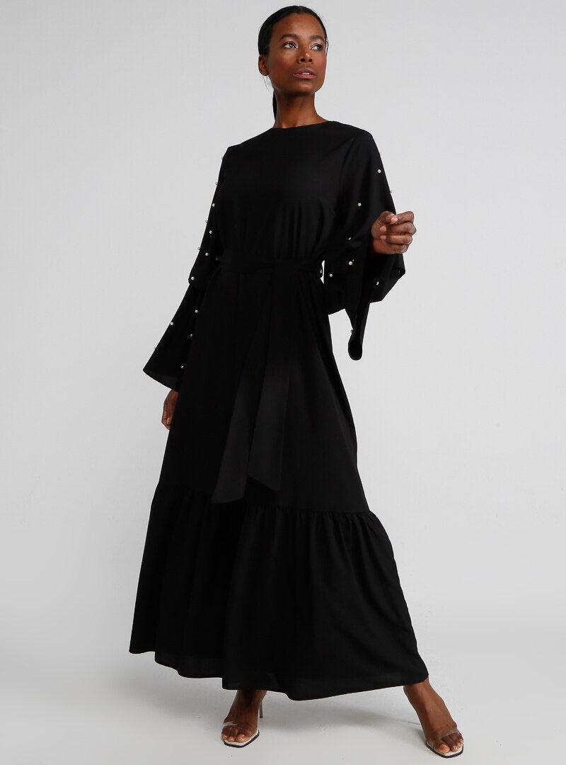 تافين من مودانيسا فستان طويل مزين بحزام أسود - Image 3