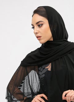 Pearls And Applique Embellished Abaya Black - v1558506119/N26032030V_5