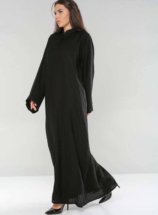 بوسني عباية بتصميم رقبة ذات قبة أسود - Image 3