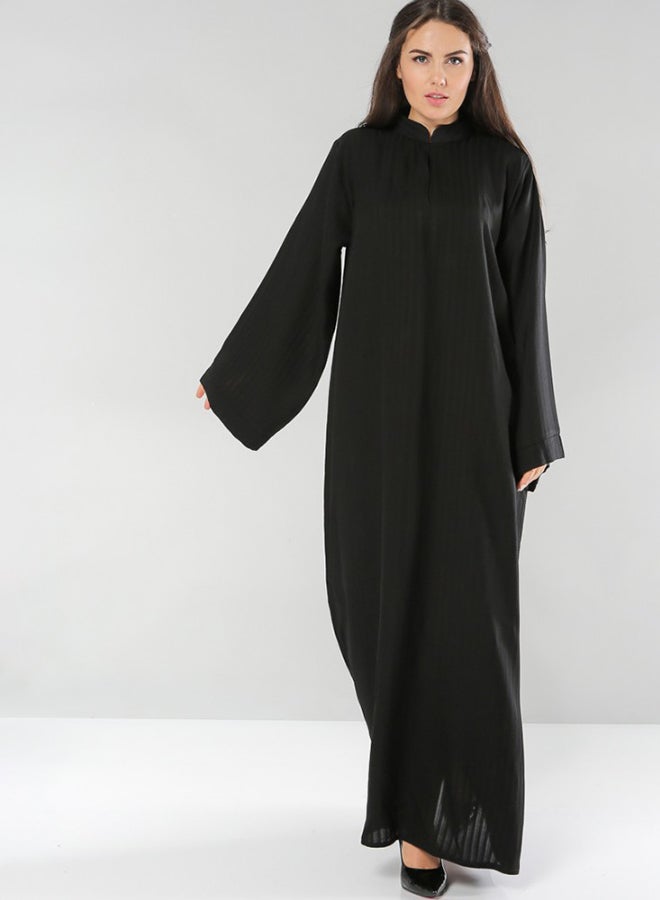 بوسني عباية بتصميم رقبة ذات قبة أسود - Image 1