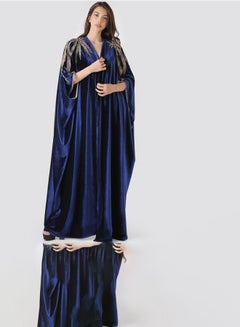 Lace Patched Kaftan Abaya Royal Blue