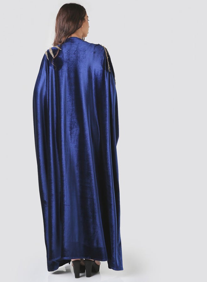Bousni - Lace Patched Kaftan Abaya Royal Blue - Image 1