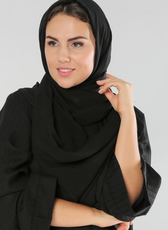 بوسني عباية بتصميم رقبة ذات قبة أسود - Image 4