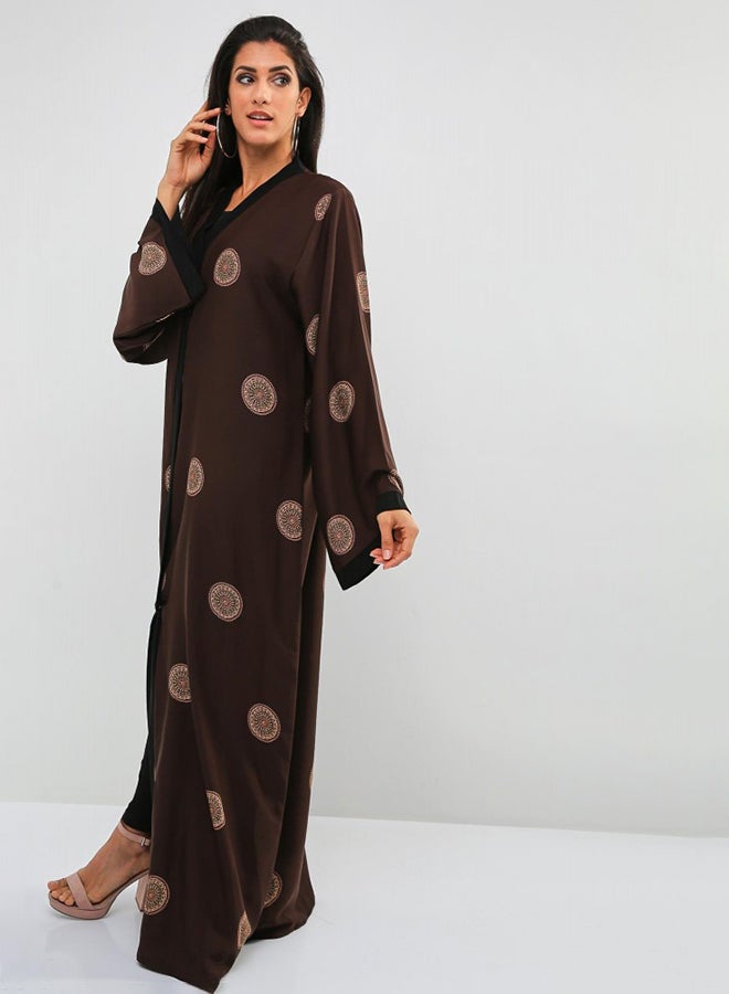 بوسني عباية مطبوعة بني  - Image 3