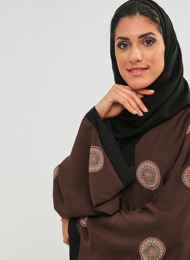 بوسني عباية مطبوعة بني  - Image 4