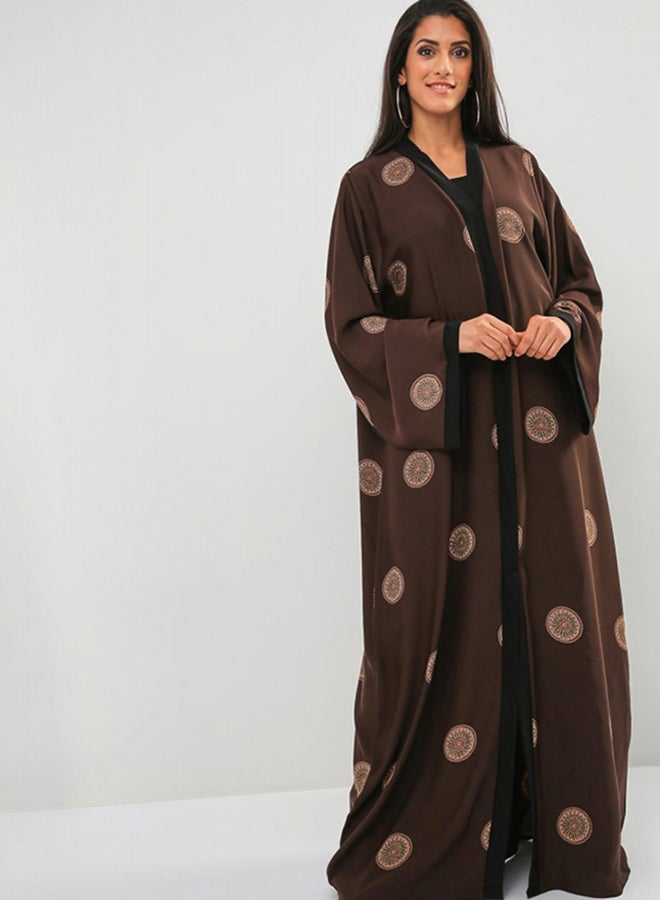 بوسني عباية مطبوعة بني  - Image 1