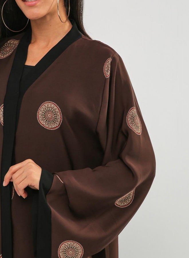 بوسني عباية مطبوعة بني  - Image 5