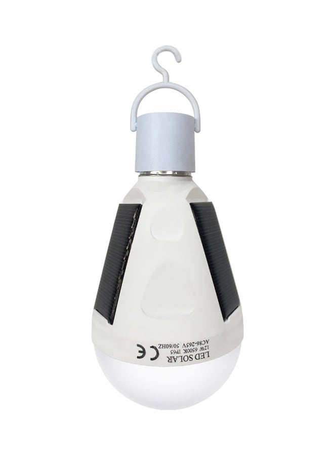 Generic 7W LED IP65 Rechargeable Solar Emergency Bulb With Hook White  - Image 1