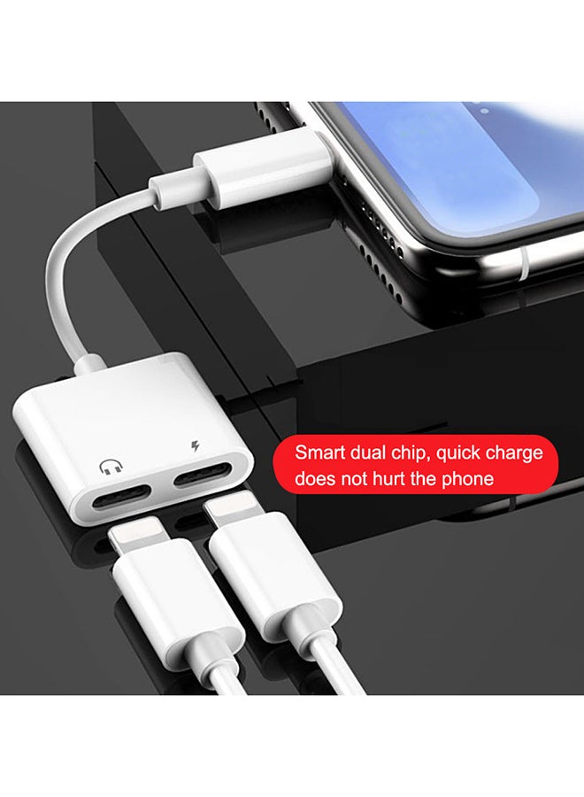 Adapter for I-Phone 7 for Dual Audio Converter for I-Phone 8 7 Plus 10 X Charger Splitter Headphone Adapters White  - Image 2