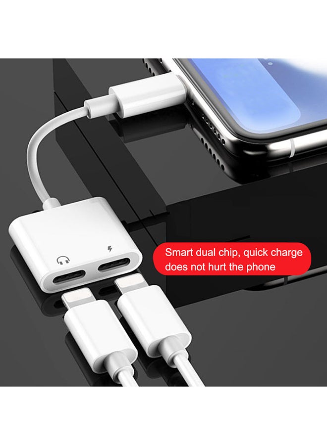 Adapter for I-Phone 7 for Dual Audio Converter for I-Phone 8 7 Plus 10 X Charger Splitter Headphone Adapters White  - Image 3