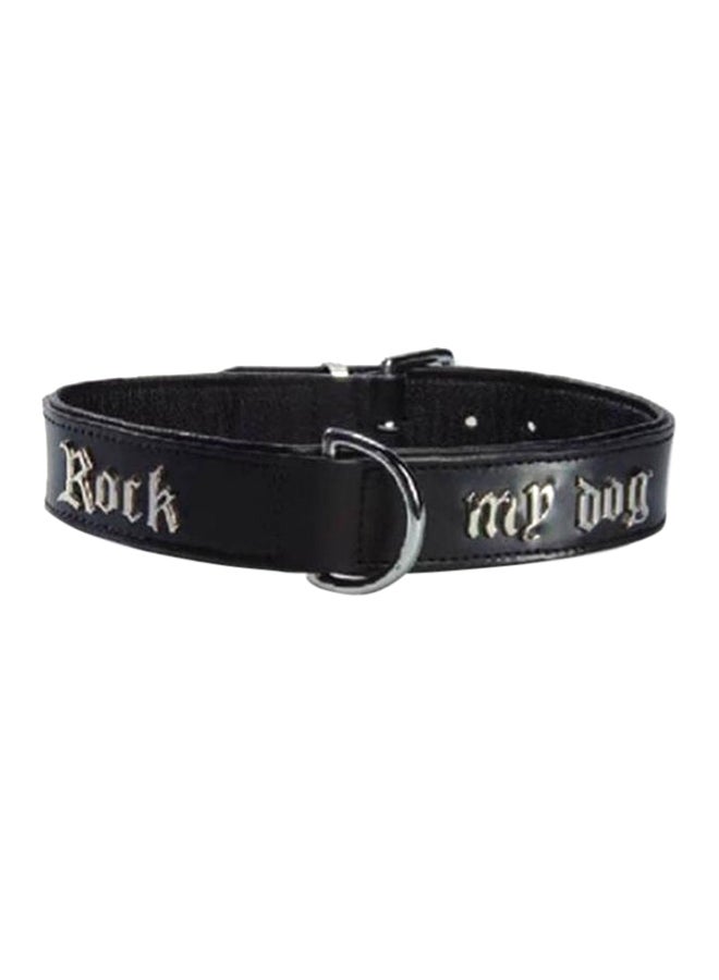 طوق مطبوع عليه عبارة "Rock My Dog" أسود/ فضي 55سم