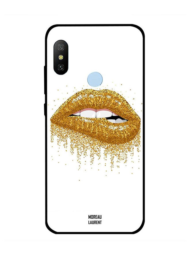 Moreau Laurent Protective Case Cover For Xiaomi Redmi Note 6 Golden Glitter Lips