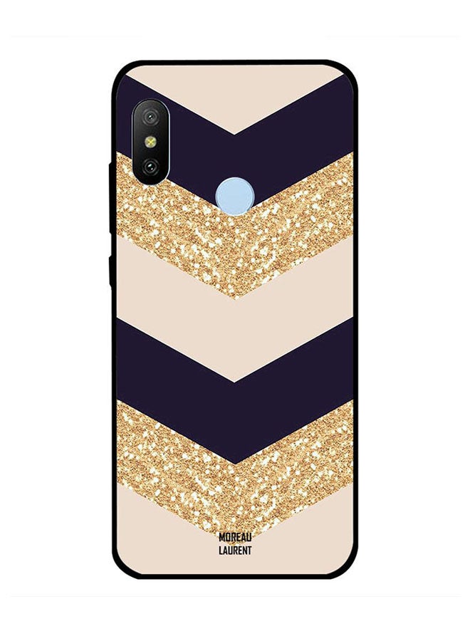 Moreau Laurent Protective Case Cover For Xiaomi Redmi Note 6 Golden Glitter & Plain Pattern