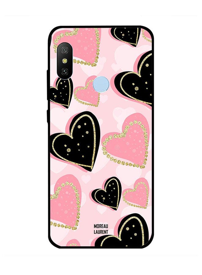 Moreau Laurent Protective Case Cover For Xiaomi Redmi Note 6 Pro Black and Pink Hearts