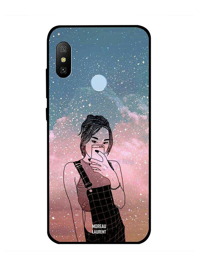 مورو لورنت غطاء حماية واقٍ لهاتف شاومي ريدمي نوت 6 برو خربشات على شكل فتاة تأخذ سيلفي