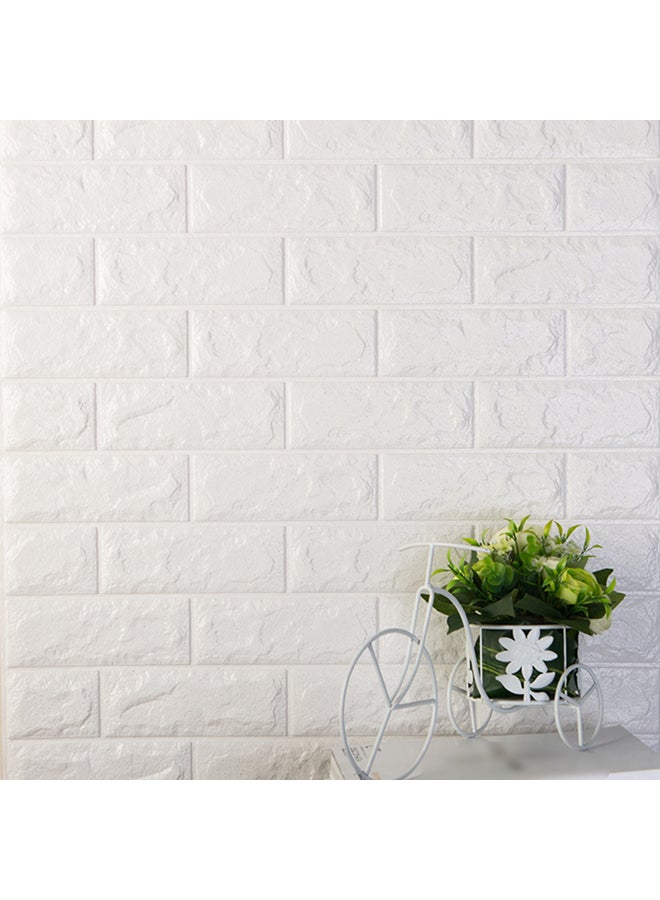 3D Foam Brick Pattern Wall Sticker White 60x15centimeter