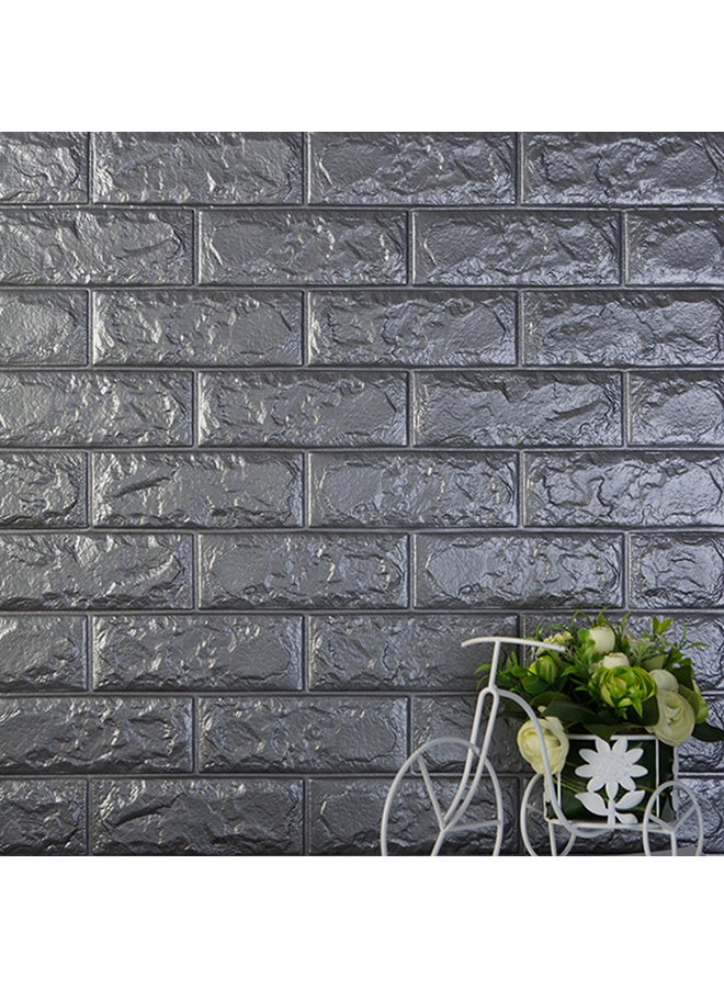 3D Foam Brick Pattern Wall Sticker Grey 60x15centimeter